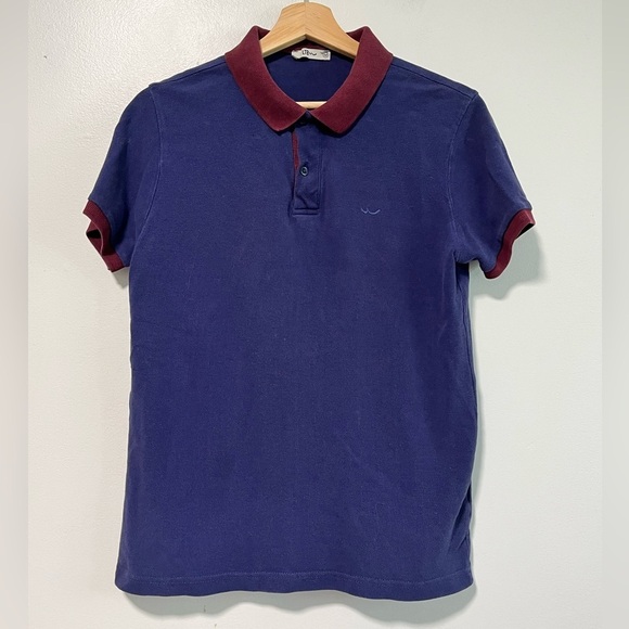 LTB Men’s Navy Blue Polo Shirt with Burgundy Trim - Size M - Picture 8 of 11